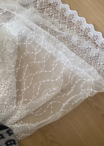 Bohem Beyaz Nakışlı Tül Perde - Görsel 2