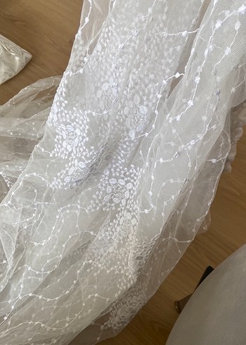 Bohem Beyaz Nakışlı Tül Perde - Görsel 7