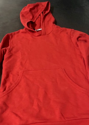 Kırmızı Kapüşonlu Kadın Sweatshirt - Görsel 2