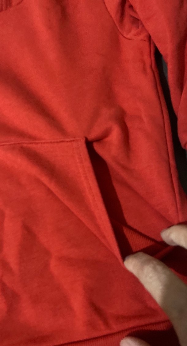 Kırmızı Kapüşonlu Kadın Sweatshirt - Görsel 3