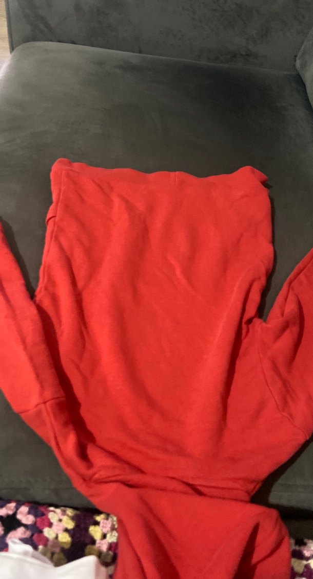 Kırmızı Kapüşonlu Kadın Sweatshirt - Görsel 5