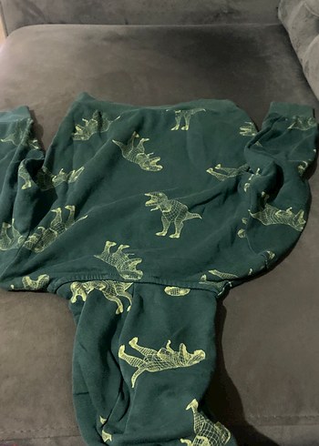 Kapüşonlu Erkek Sweatshirt - Gri Dinazor Desenli - Görsel 4