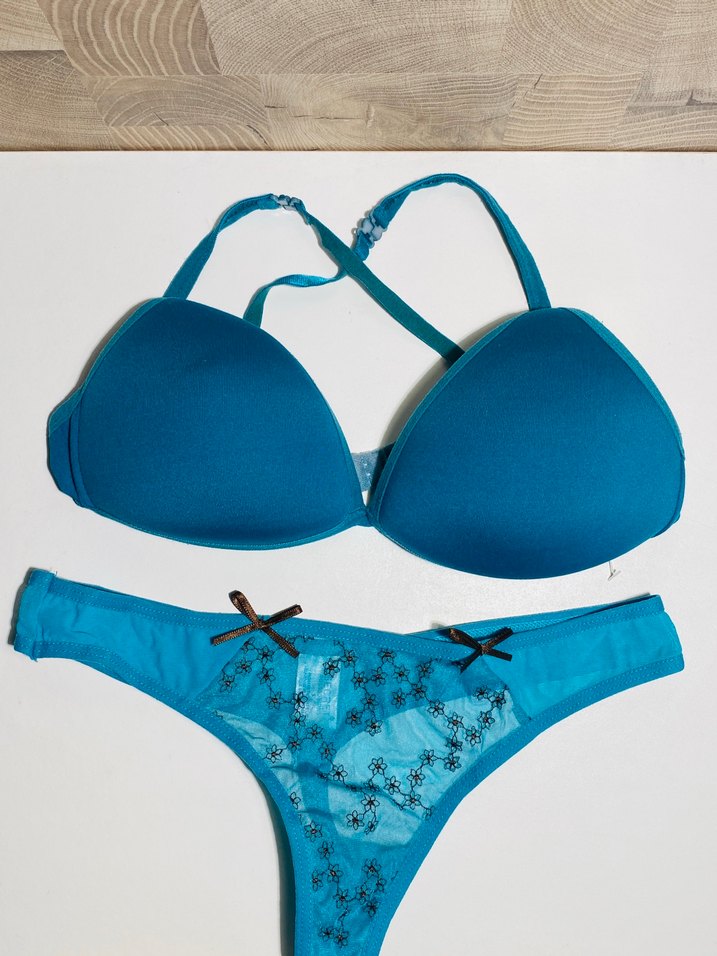 Turkuaz Bohem Tarzda Sütyen ve Külot Takımı - Görsel 3