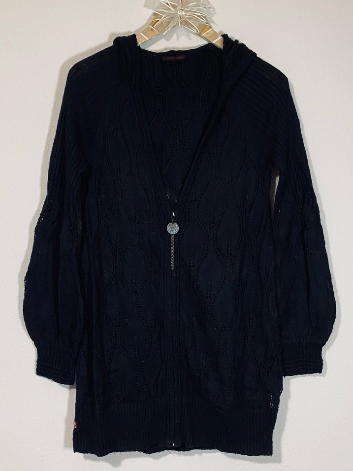 Orijinal Levis Siyah Kapüşonlu Örgü Hırka - Görsel 2