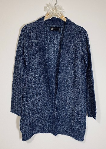 Lacivert Bohem Midi Kadın Triko Hırka - Görsel 8