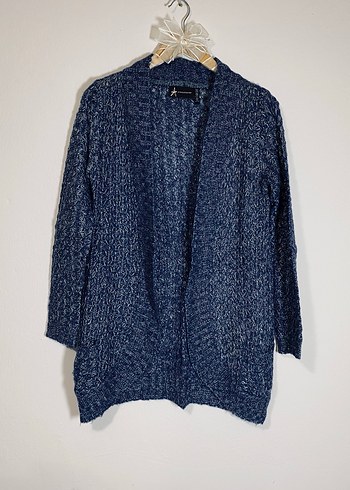 Lacivert Bohem Midi Kadın Triko Hırka - Görsel 7