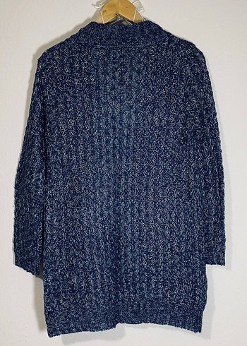 Lacivert Bohem Midi Kadın Triko Hırka - Görsel 4