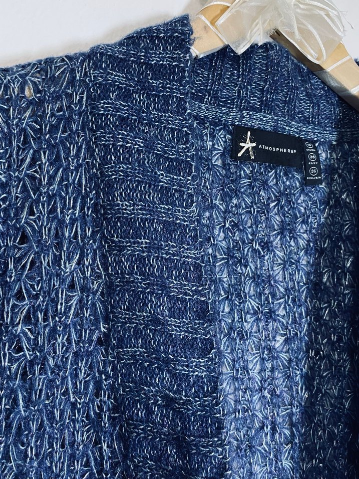 Lacivert Bohem Midi Kadın Triko Hırka - Görsel 2