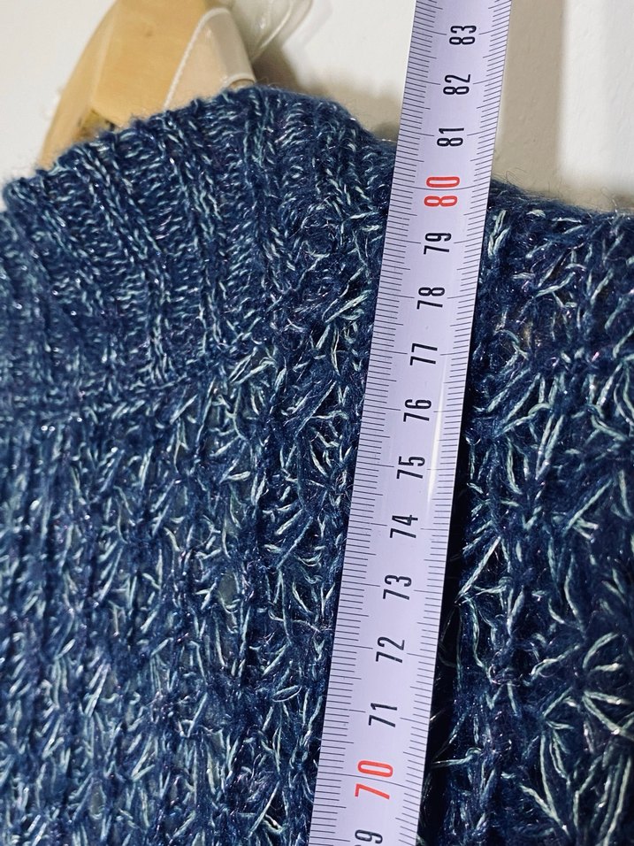 Lacivert Bohem Midi Kadın Triko Hırka - Görsel 5