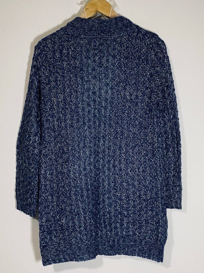 Lacivert Bohem Midi Kadın Triko Hırka - Görsel 4