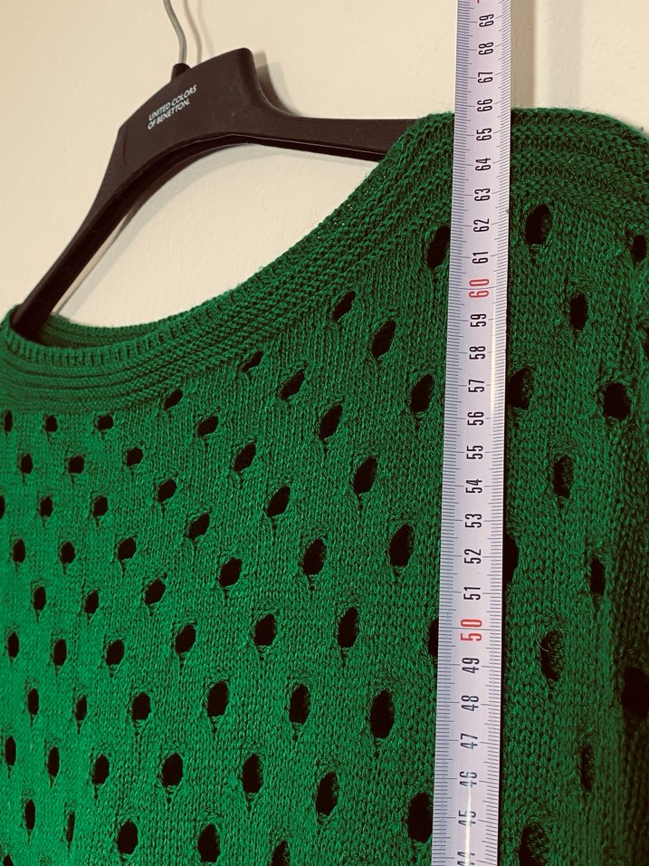 Sıfır - Nakışlı Kelebek Desenli Yeşil Örgü Kadın Kazak - Görsel 5