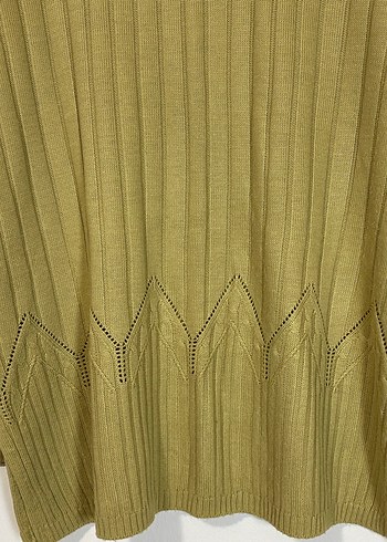 Büyük beden Khaki/Camel Örgü Triko Kazak - Görsel 3
