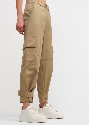 Bej Kadın Kargo Cepli Boyfriend Pantolon - Görsel 2