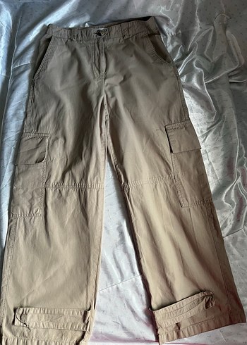 Bej Kadın Kargo Cepli Boyfriend Pantolon - Görsel 3