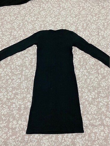 s Beden siyah Renk Fitilli mini elbise