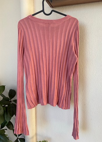 Pembe Fitilli Uzun Kollu Kadın Triko - Görsel 5