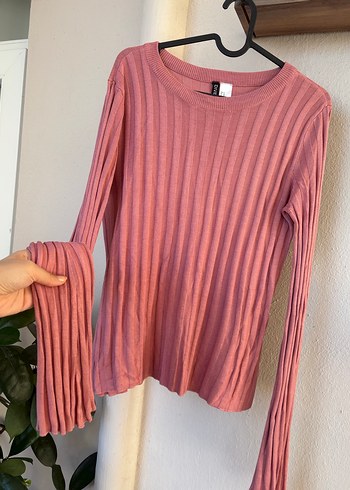 Pembe Fitilli Uzun Kollu Kadın Triko - Görsel 4