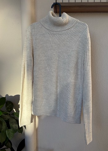 Bej Balıkçı Yaka Örgü Kadın Kazak - Görsel 2