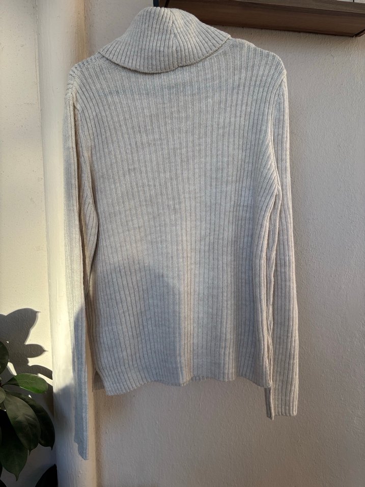 Bej Balıkçı Yaka Örgü Kadın Kazak - Görsel 5