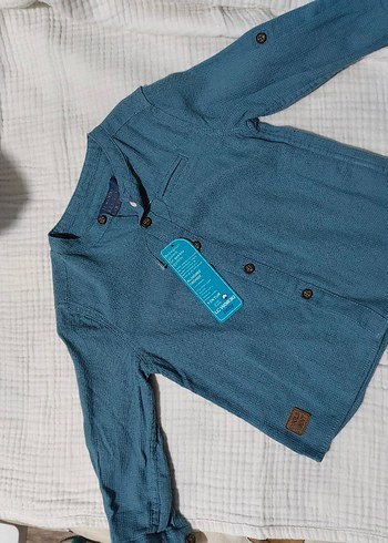 Düğmeli Mavi Erkek Uzun Kollu Gömlek - Görsel 2