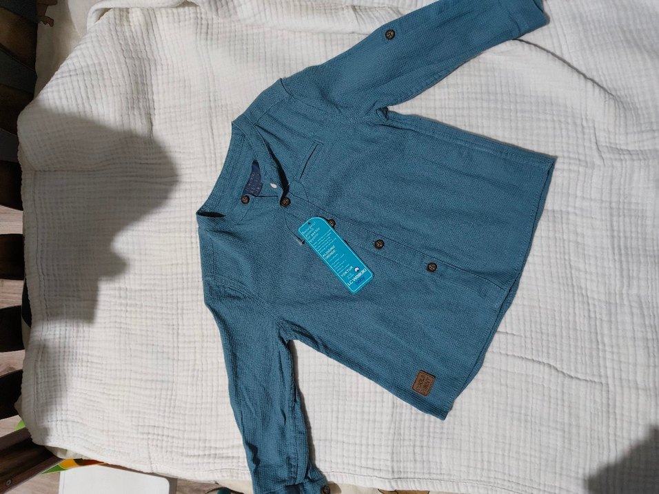 Düğmeli Mavi Erkek Uzun Kollu Gömlek - Görsel 2