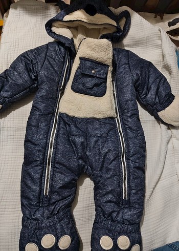 Kürklü Kapüşonlu Bebek Erkek Kayak Tulumu - Görsel 2