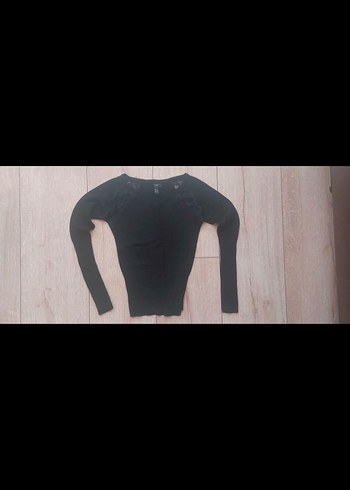 V Yaka Siyah Örgü Kadın Kazak - Görsel 2