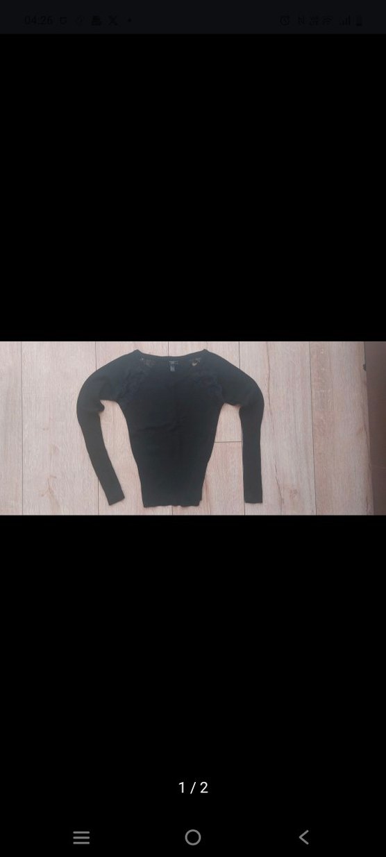 V Yaka Siyah Örgü Kadın Kazak - Görsel 2