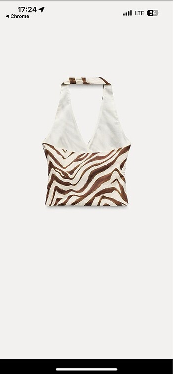 Zara Zara zebra desenli halter yaka bluz