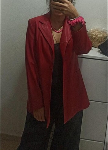 Oversize deri blazer ceket