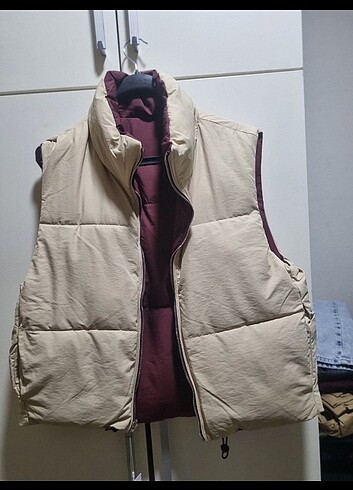 l Beden bordo Renk bershka çift taraflı puf şişme yelek