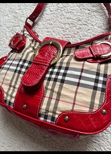 Burberry vintage y2k burberry kanvas deri çanta