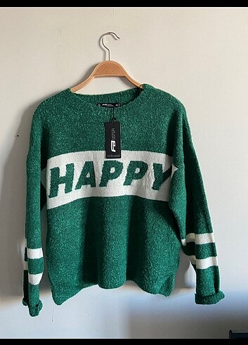 s Beden Happy yeşil triko kazak