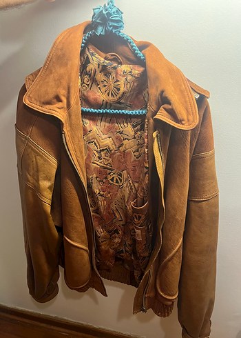 Taba rengi vintage Deri Ceket