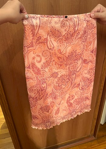 Etnik desen Pembe/somon Midi kalem Etek