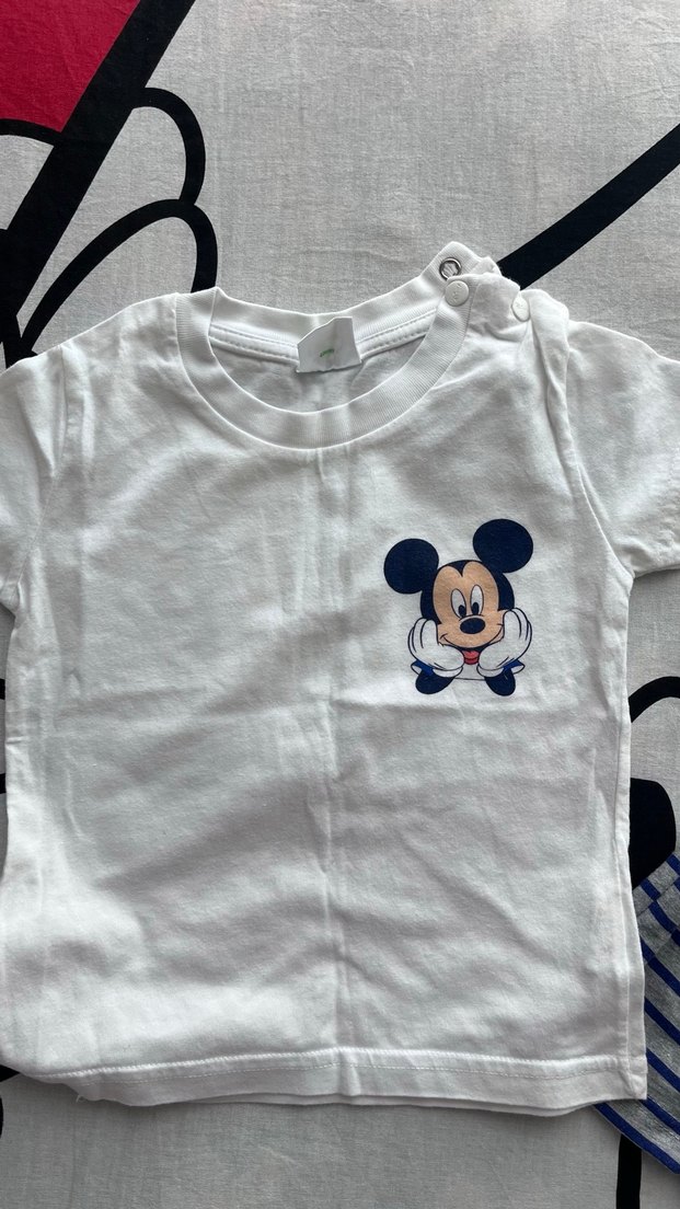 Erkek Çocuk Çizgili Mickey Baskılı Tulum 2 li - Görsel 2