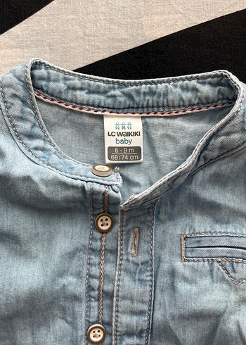 Gri Denim Erkek Çocuk Kısa Kollu Gömlek - Görsel 2