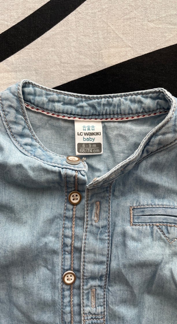 Gri Denim Erkek Çocuk Kısa Kollu Gömlek - Görsel 2
