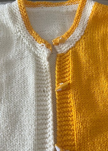 Çocuk Sarı-Beyaz Triko Yelek - Görsel 2
