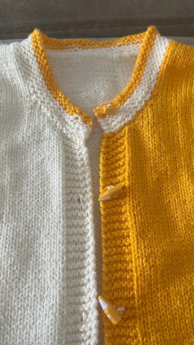 Çocuk Sarı-Beyaz Triko Yelek - Görsel 2