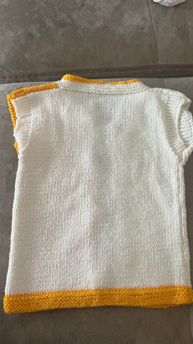 Çocuk Sarı-Beyaz Triko Yelek - Görsel 3