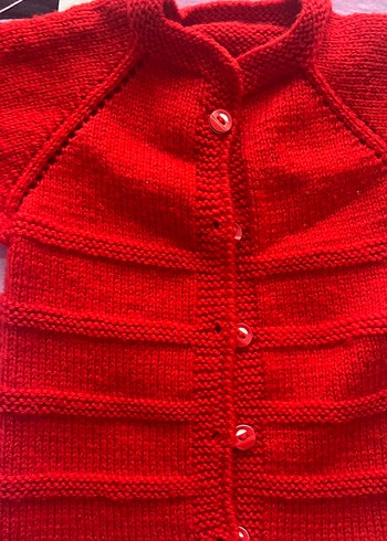 Kız erkek Çocuk Kırmızı Triko Kolsuz Hırka - Görsel 2