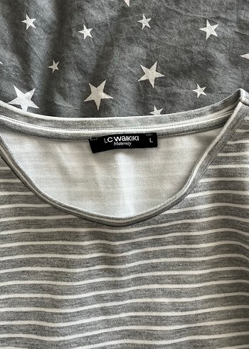 Gri Çizgili Uzun Kollu Kadın Triko hamile - Görsel 2