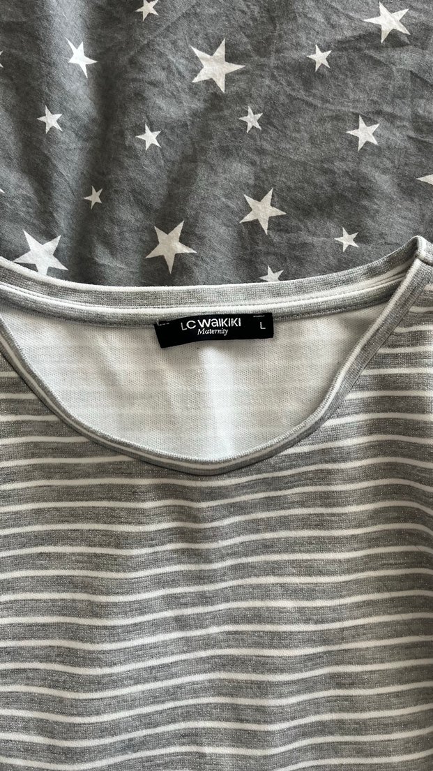 Gri Çizgili Uzun Kollu Kadın Triko hamile - Görsel 2