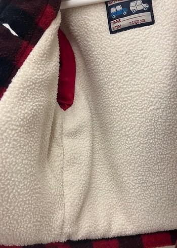 Kareli Kırmızı Düğmeli Erkek Çocuk Kaban - Görsel 5