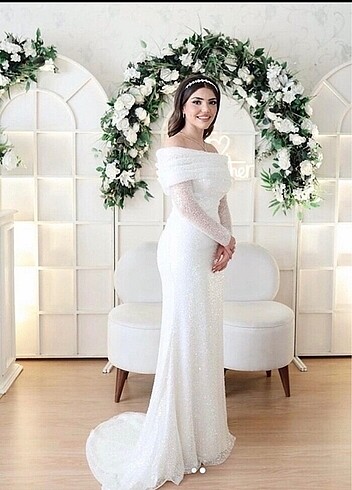 40 Beden beyaz Renk Nikah Elbisesi