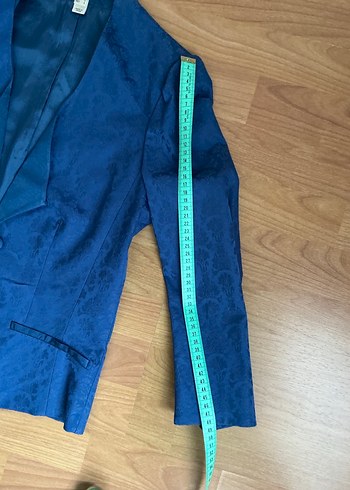 38 Beden mavi Renk Düğmeli Koyu Mavi Kadın Blazer Ceket