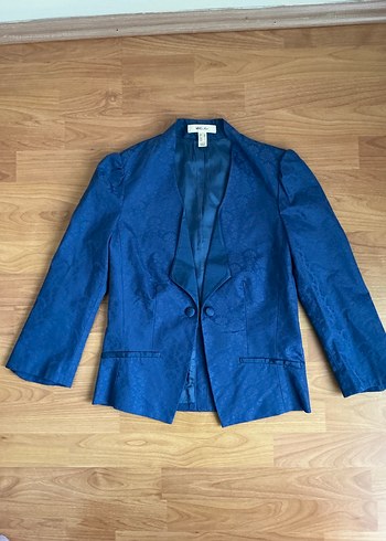 Düğmeli Koyu Mavi Kadın Blazer Ceket