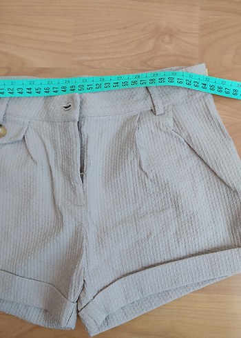 6 Yaş Beden ten rengi Renk Düğmeli Bej Mini Pamuklu Şort