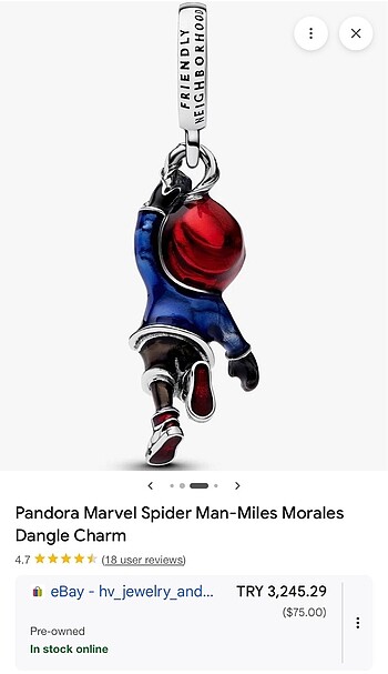 Pandora Spiderman Charm - Görsel 2